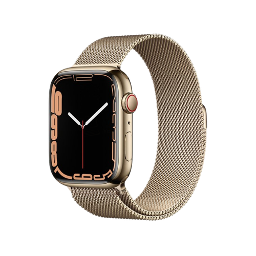 Apple Watch Series 7 45mm Gold Stainless Steel Case with Milanese Loop  GPS + Cellular