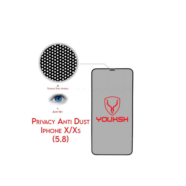 YOUKSH iPhone X/XS (5.8) Privacy Anti Dust Glass Protector