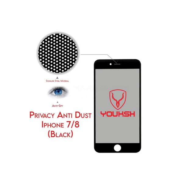 YOUKSH iPhone 7/8 (4.7) Privacy Anti Dust Glass Protector (Black)